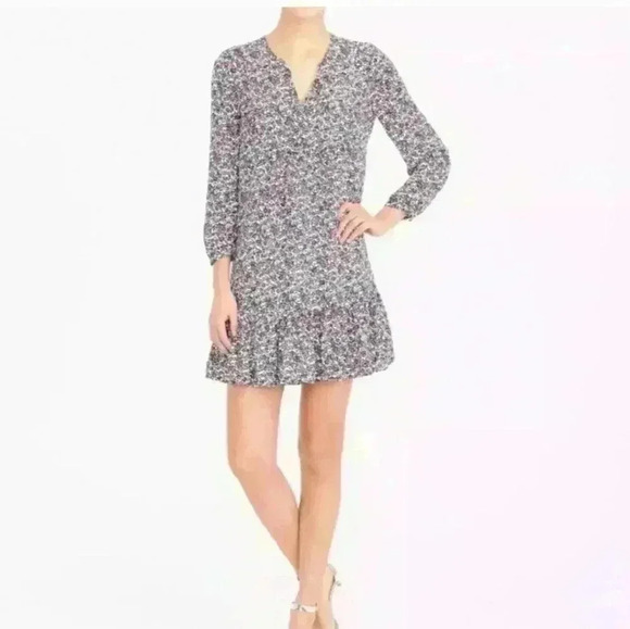 J.Crew Long Sleeve Floral Drop Waist Dress with Ruffle & Front Tie Size Small - Picture 4 of 10
